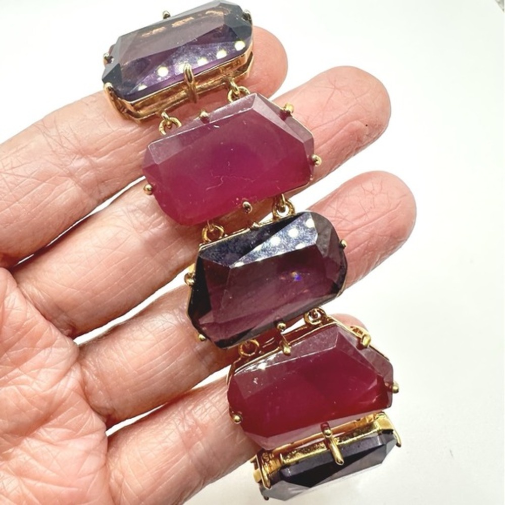Kate Spade‎ Bracelet "Shades Of Purple" Chunky Jewel Tone Acrylic Panels Sz 6.75
